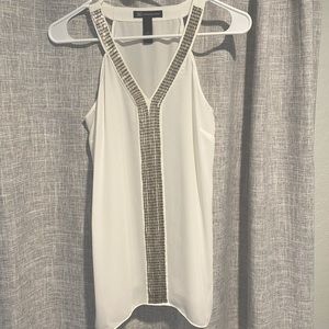 INC Women’s size 2 halter white top with sequin embellishment, like new
